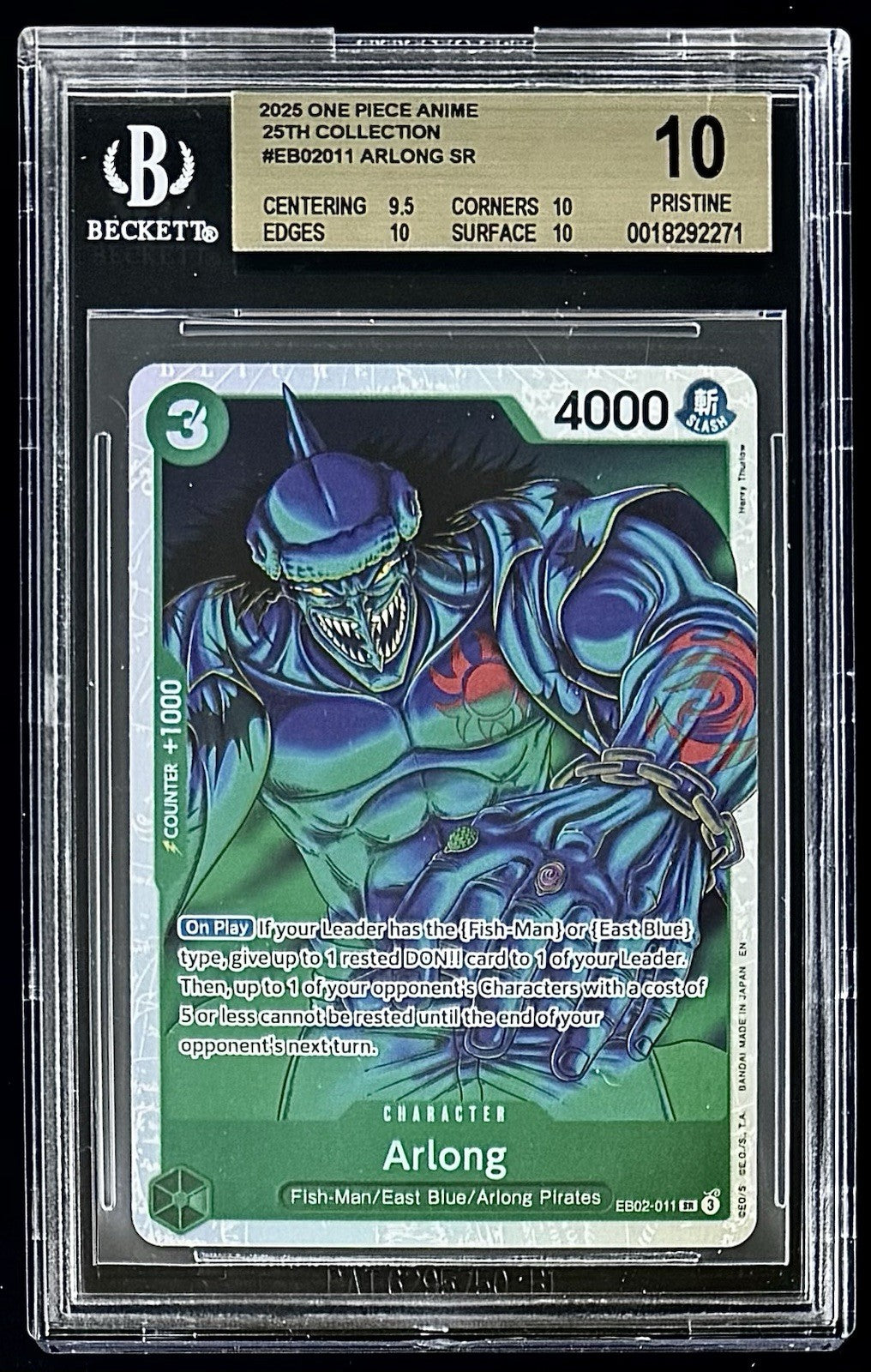 BGS 10 One Piece EB02-011 SR Arlong - English - Foil - 25th Collection - Graded