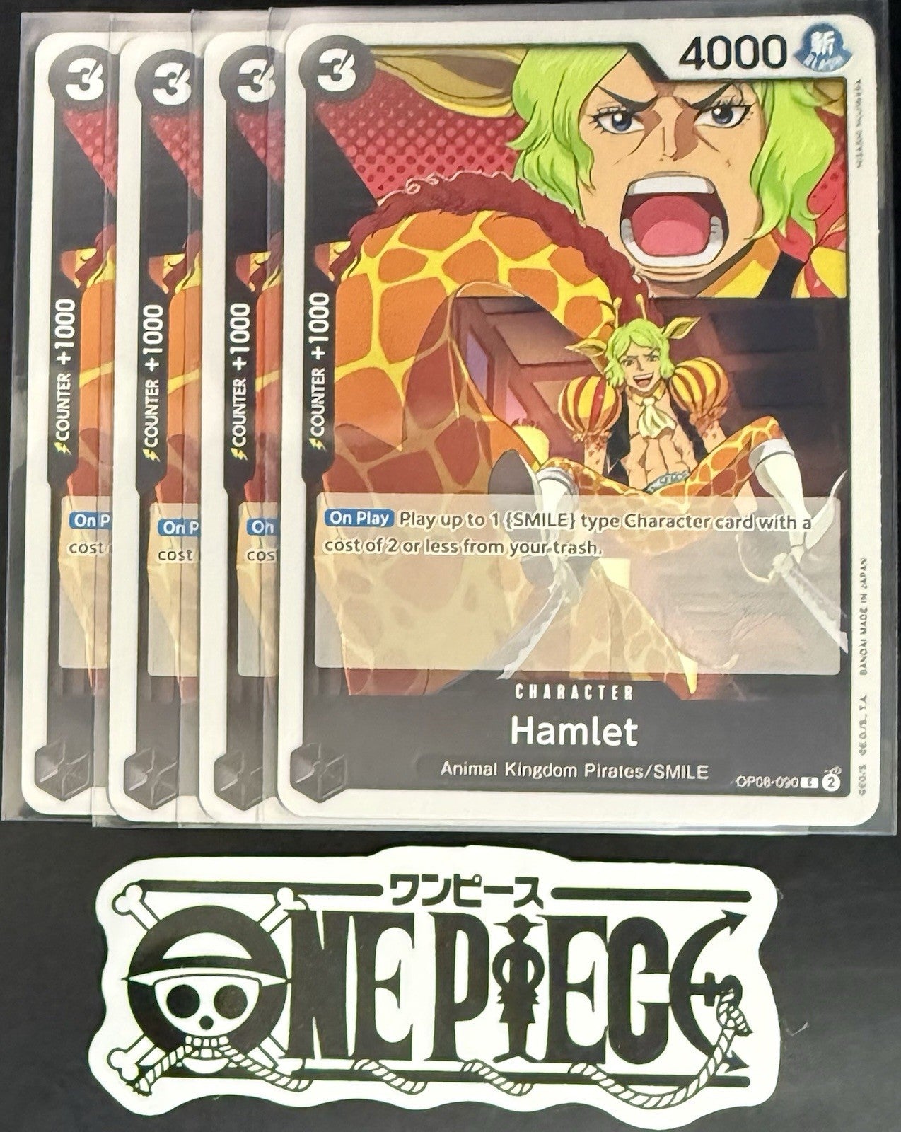 4x One Piece OP08-090 C Hamlet - ENG - Regular - Play Set - TCG - NM/M