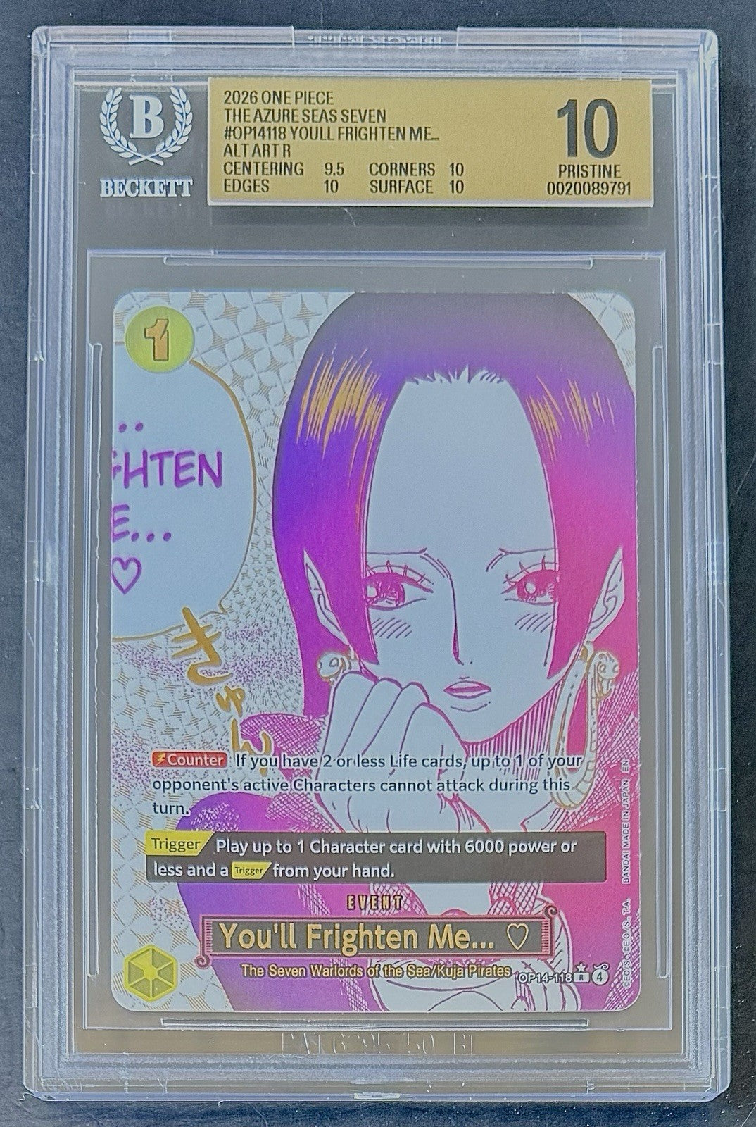 BGS 10 One Piece OP14-118 R* -You'll Fright Me...- Alt Art -EN- Azure Seas Seven