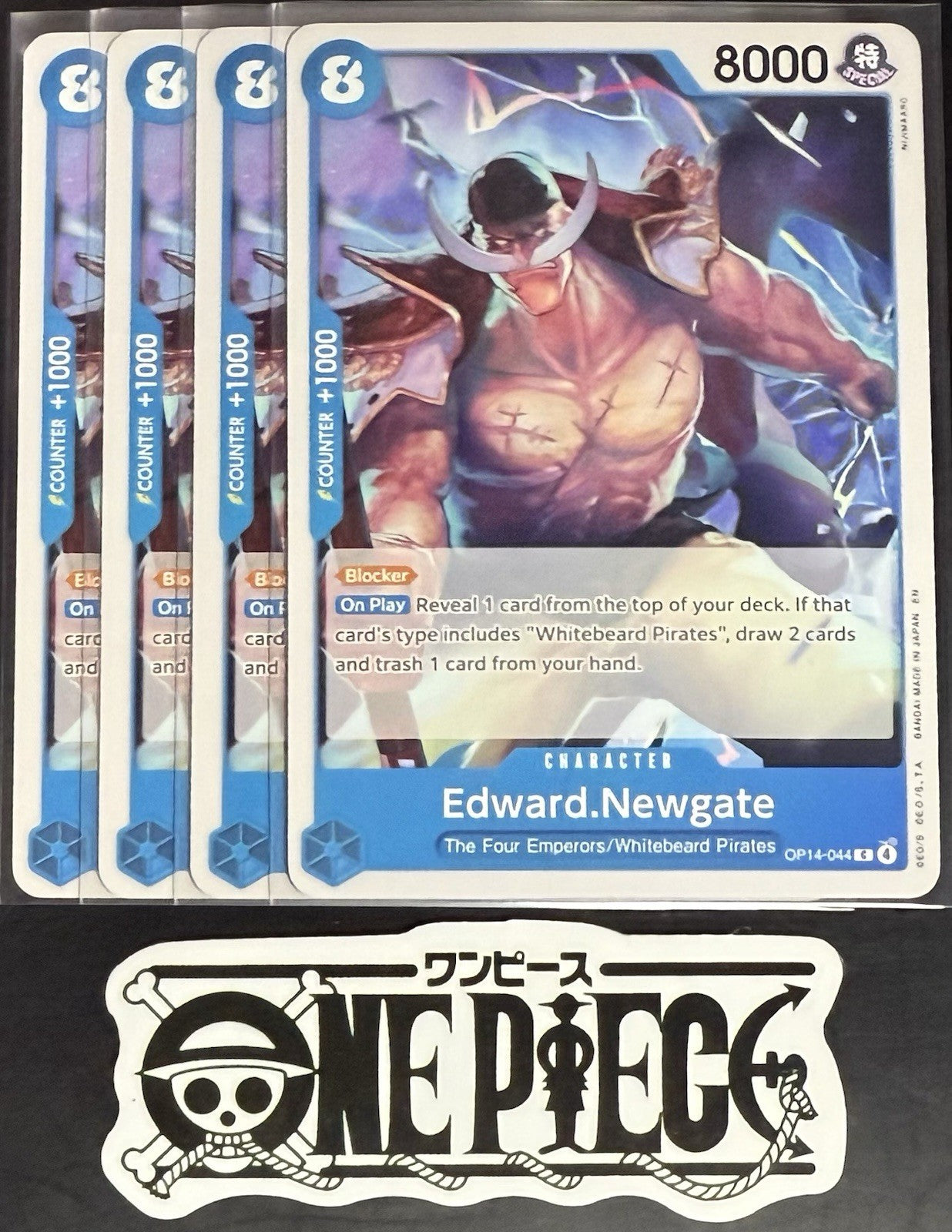 4x One Piece OP14-044 C Edward.Newgate - ENG - Regular - Playset - NM/M