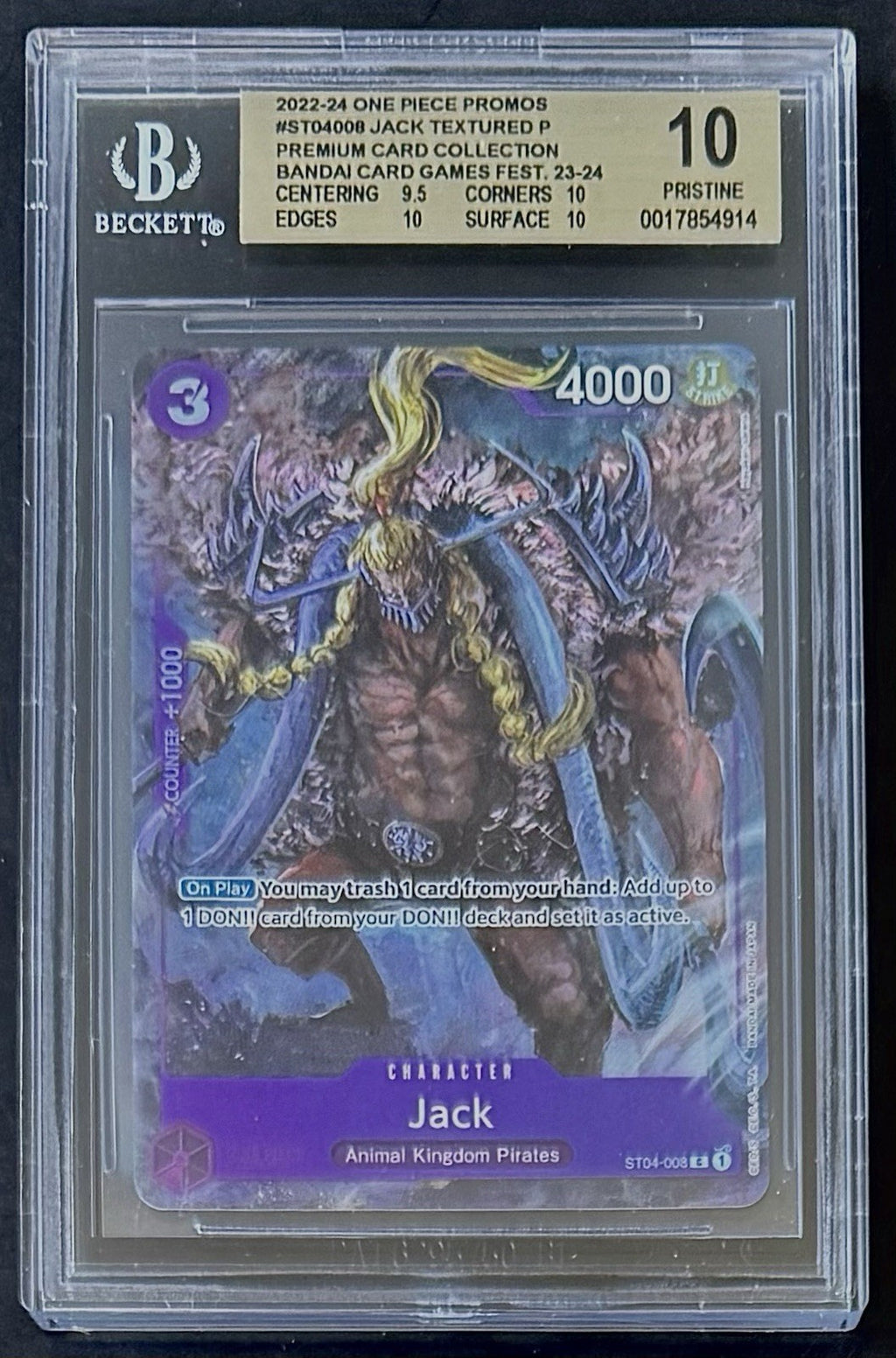 BGS 10 One Piece ST04-008 C Jack - English - Premium Card Collection - Graded