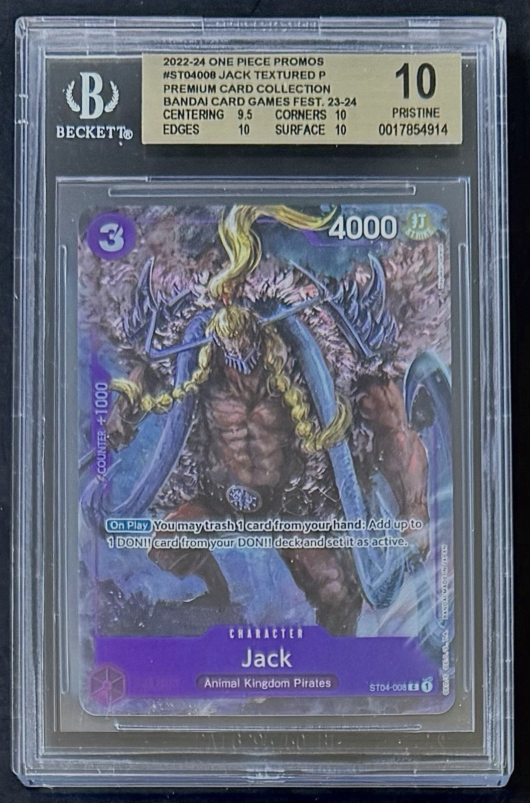 BGS 10 One Piece ST04-008 C Jack - English - Premium Card Collection - Graded