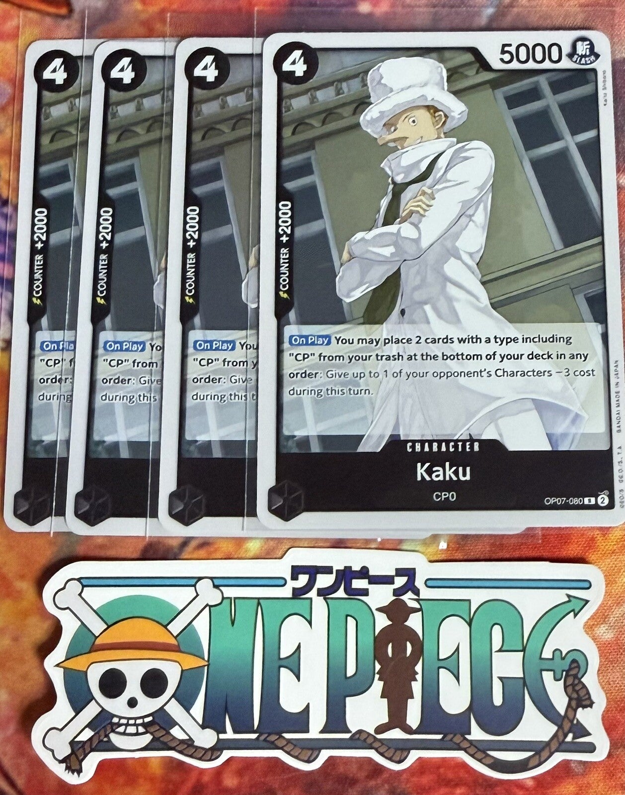 4x One Piece OP07-080 R Kaku - ENG - Foil - Playset - TCG - NM/M