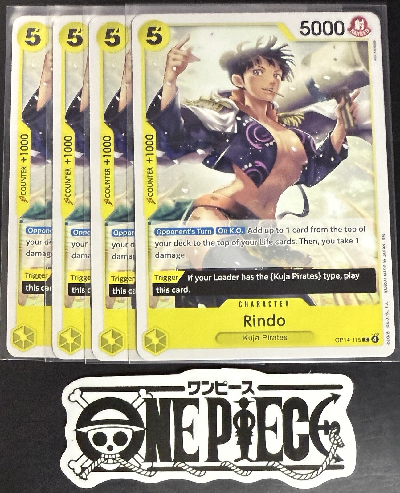 4x One Piece OP14-115 C Rindo - ENG - Regular - Playset - NM/M