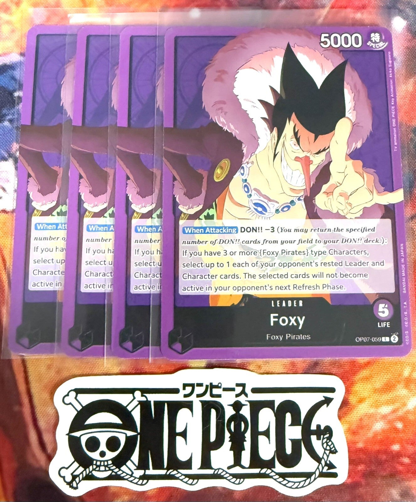 4x One Piece OP07-059 Foxy - Leader - English - TCG - Mint