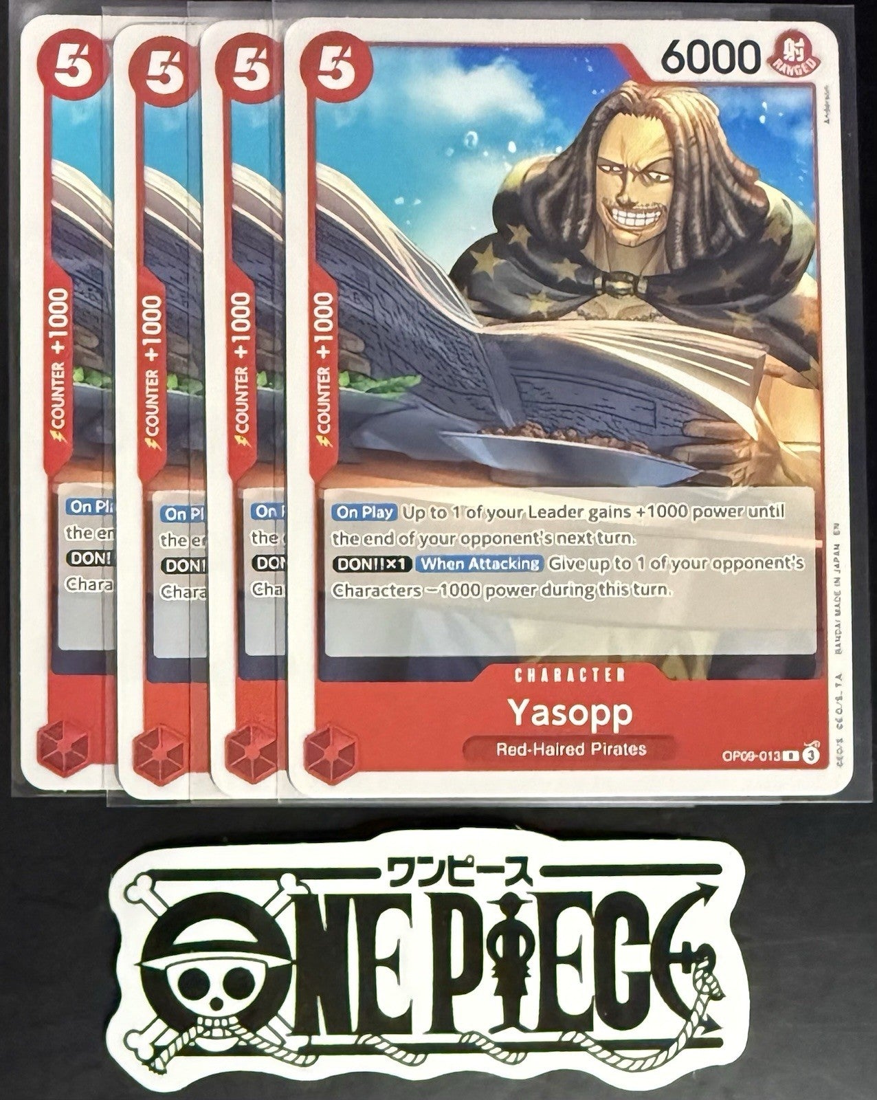 4x One Piece OP09-013 R - Yasopp - EN - Regular - Playset - TCG - NM/M