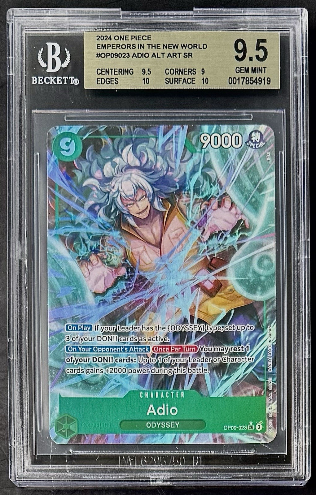 BGS 9.5 One Piece OP09-023 SR* Adio Alt Art - English- Emperors in the New World