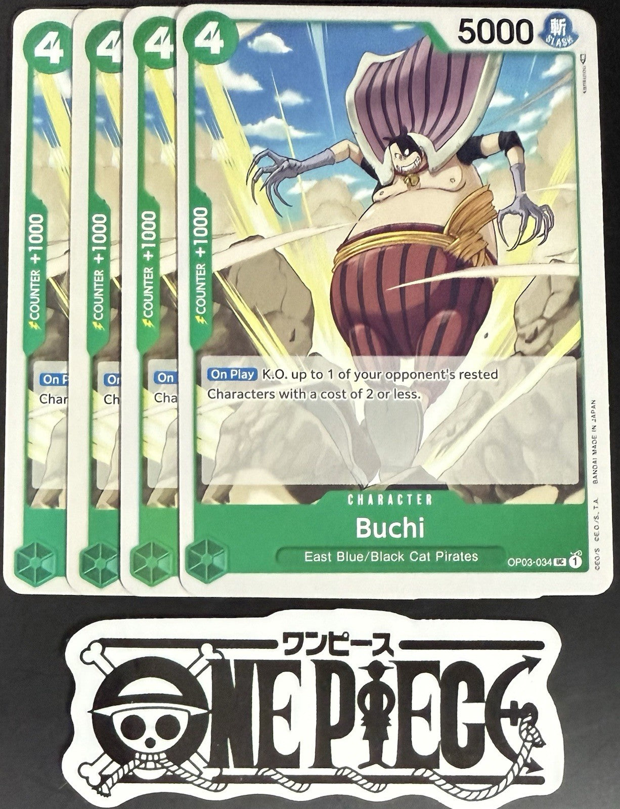4x One Piece OP03-034 UC Buchi - English - Regular - Playset - TCG - NM/M