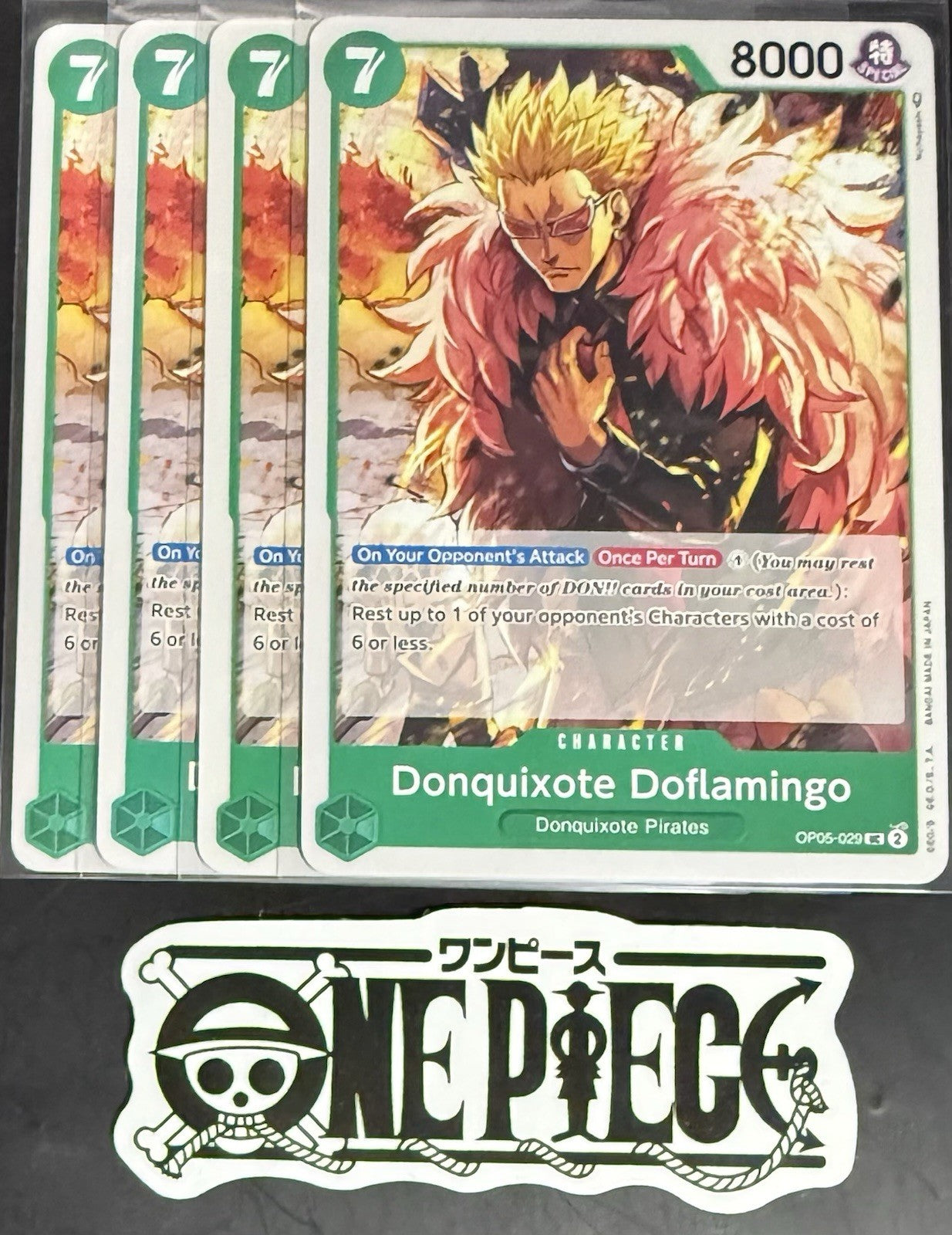 4x One Piece OP05-029 UC Donquixote Doflamingo - English - Regular-Play Set-NM/M