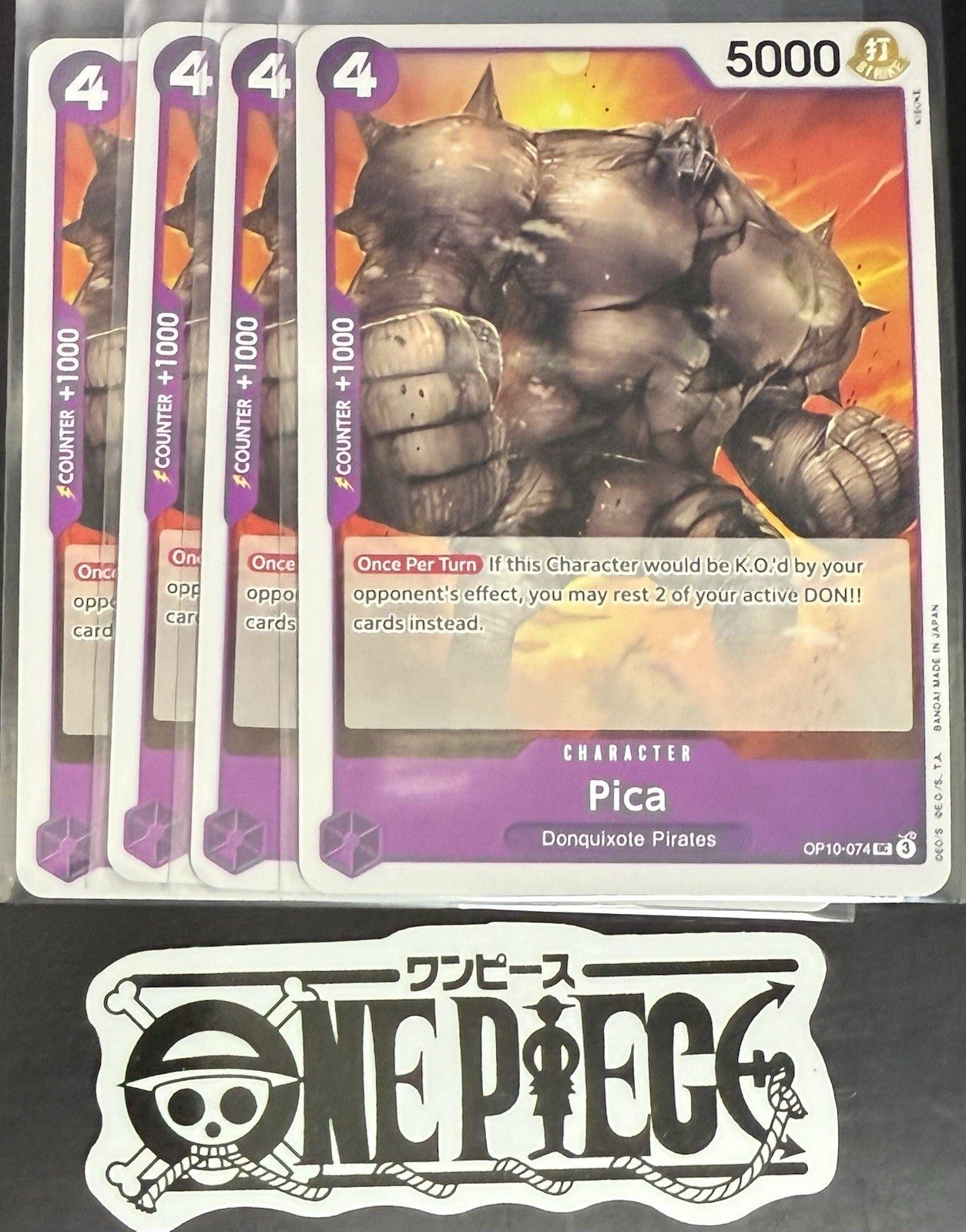 4x One Piece OP10-074 UC Pica - ENG - Regular - Playset - TCG - NM/M