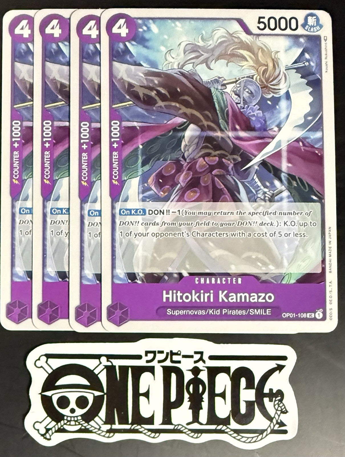 4x One Piece OP01-108 UC Hitokiri Kamazo - English - Regular - Playset-TCG-NM/M