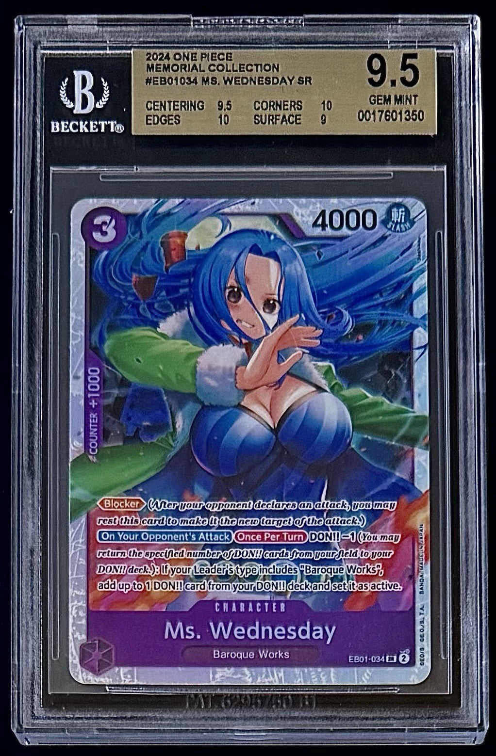 BGS 9.5 One Piece EB01-034 SR Ms. Wednesday - English - Memorial Collection