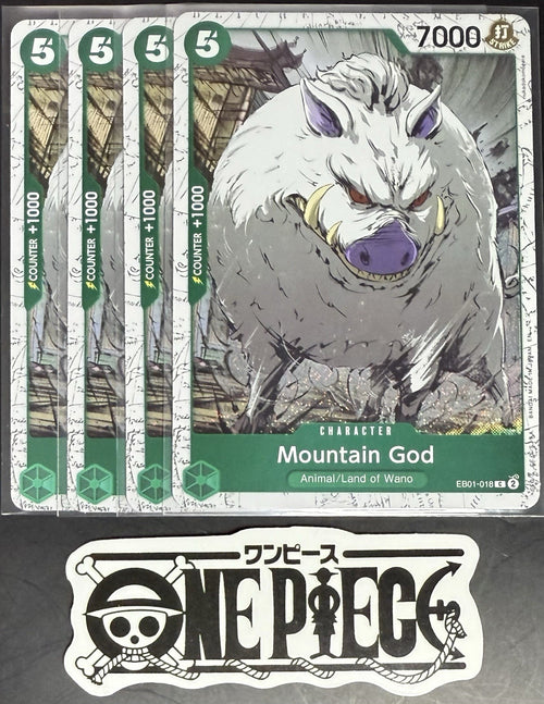 4 x One Piece EB01-018 C Mountain God - English - PRB02 Foil - Playset - NM/M