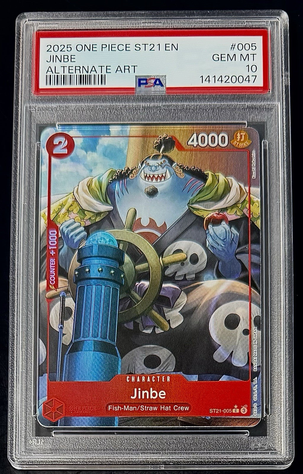 PSA 10 One Piece ST21-005 C* - Jinbe - Alt Art - EN - Foil - EX Gear 5 - Graded