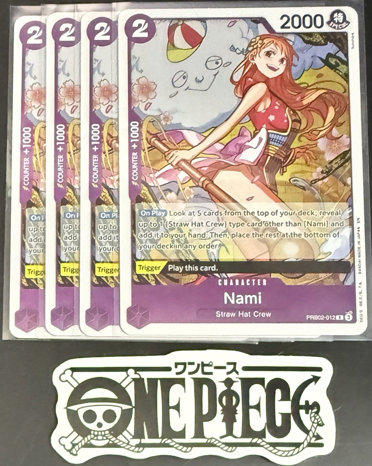 4 x One Piece PRB02-012 R Nami - English - Foil - Playset - NM/M