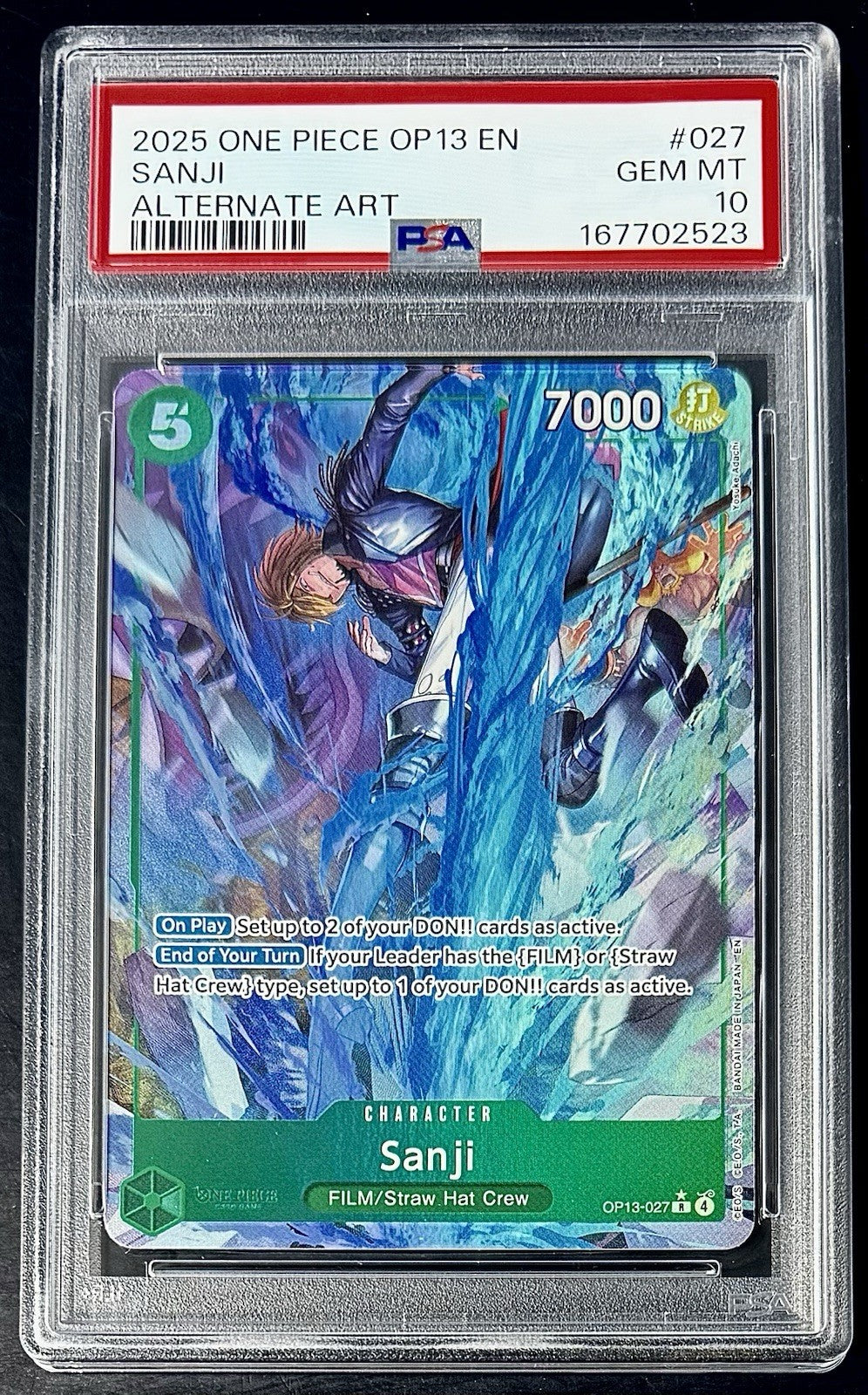 PSA 10 One Piece OP13-027 R* - Sanji - Alt Art - EN - Carrying on His Will