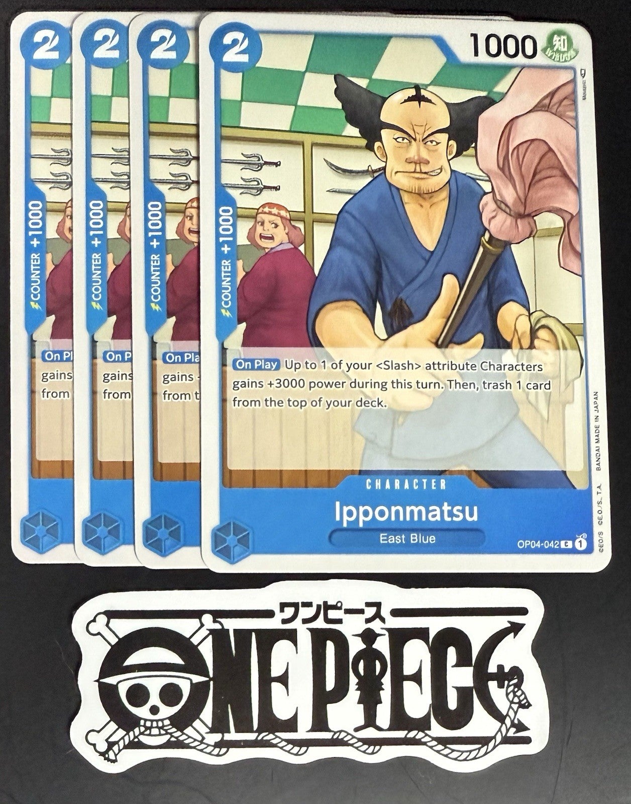 4x One Piece OP04-042 C Ipponmatsu - English - Regular - Play Set - TCG - NM/M