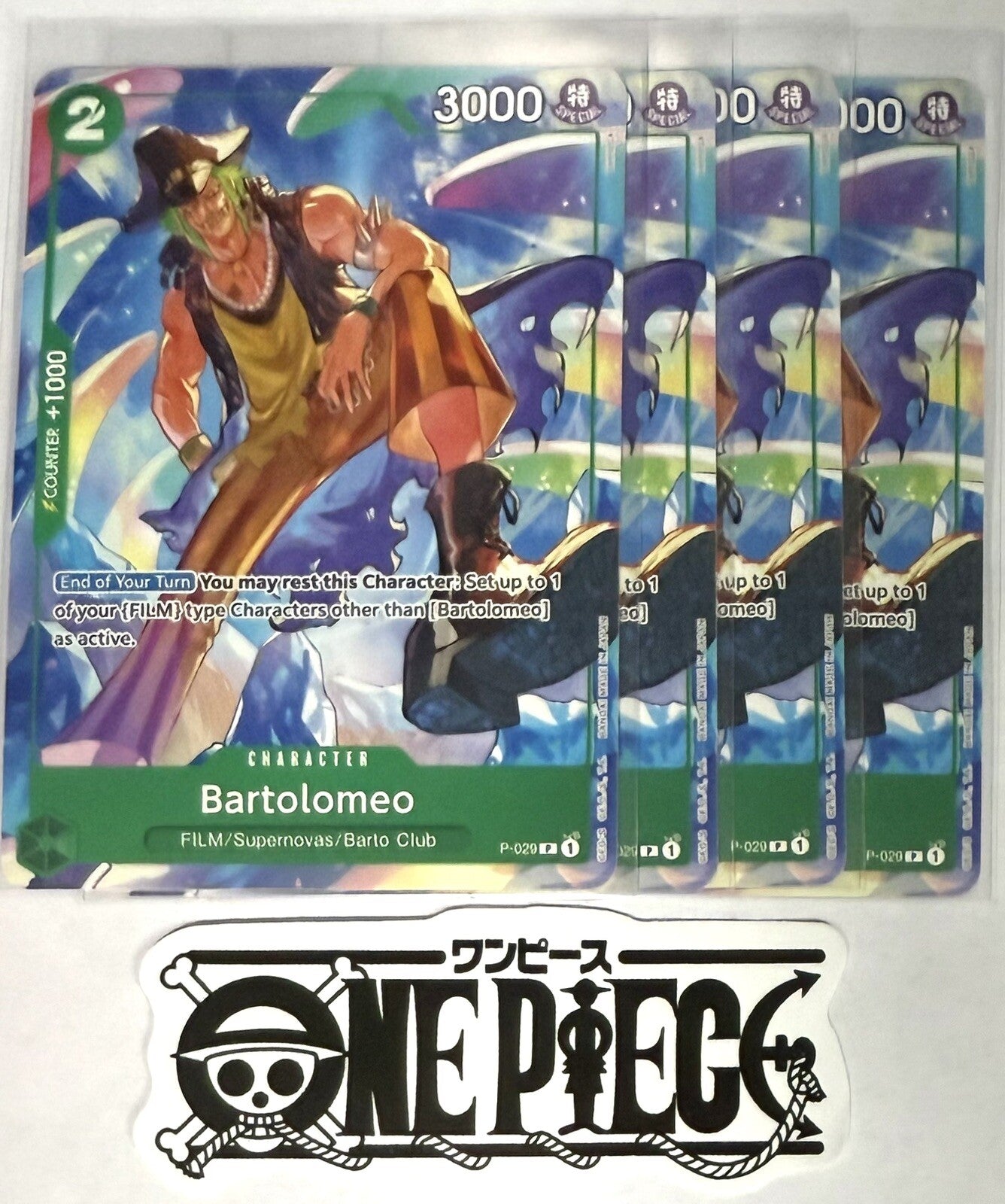 4x One Piece P-029 P Bartolomeo - Full Art - English - Play Set - TCG - NM/M