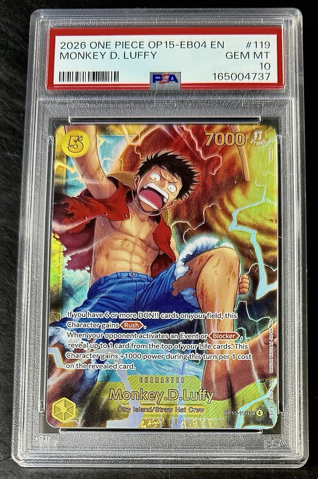 PSA 10 One Piece OP15-119 SEC - Monkey.D.Luffy - EN - Adventure on Kami's Island