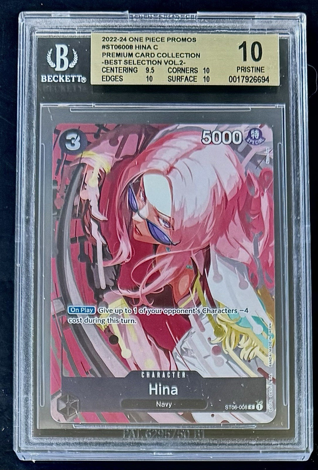 BGS 10 One Piece ST06-008 C Hina - English - Best Selection Vol.2 - Graded