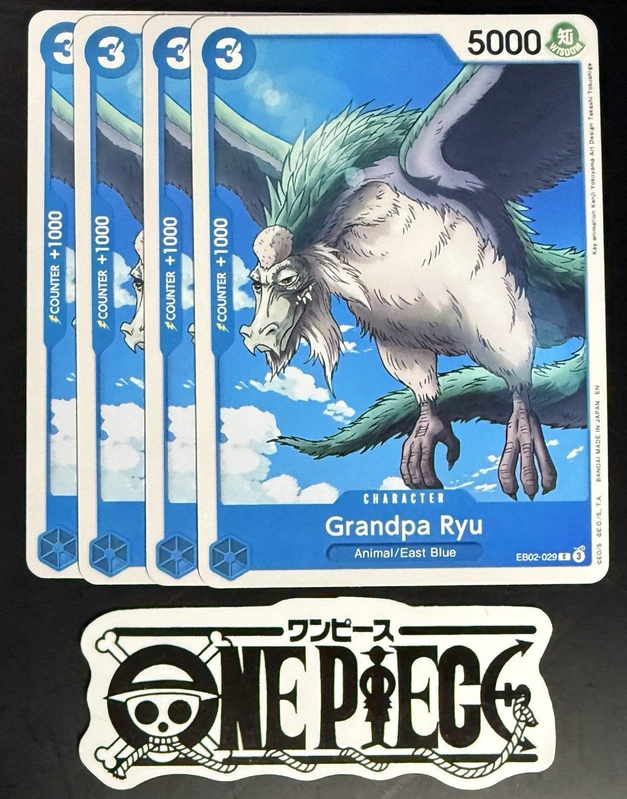 4x One Piece EB02-029 C Grandpa Ryu - English - Regular - Play Set - TCG - NM/M