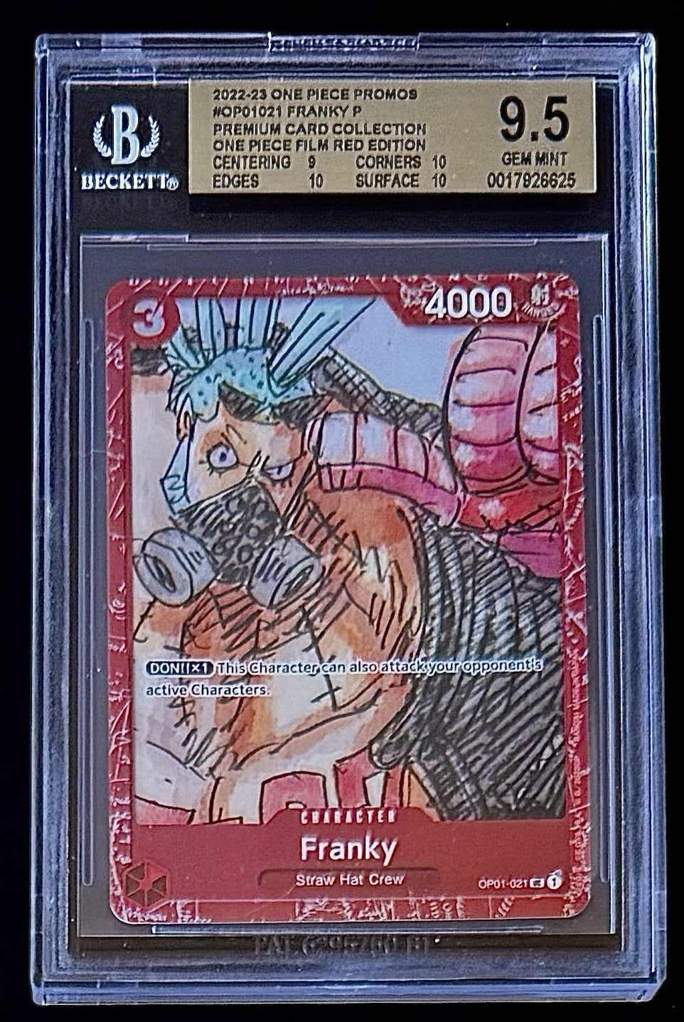 BGS 9.5 One Piece OP01-021 UC Franky - English - Film Red Edition - Graded
