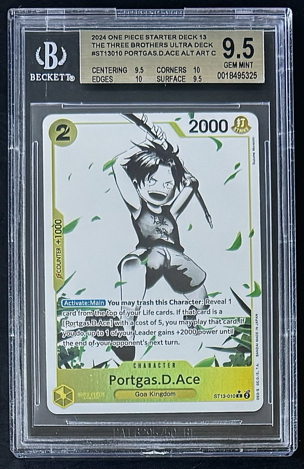 BGS 9.5 One Piece ST13-010 SR* - Portgas.D.Ace - Alt Art - EN - Foil - ST13