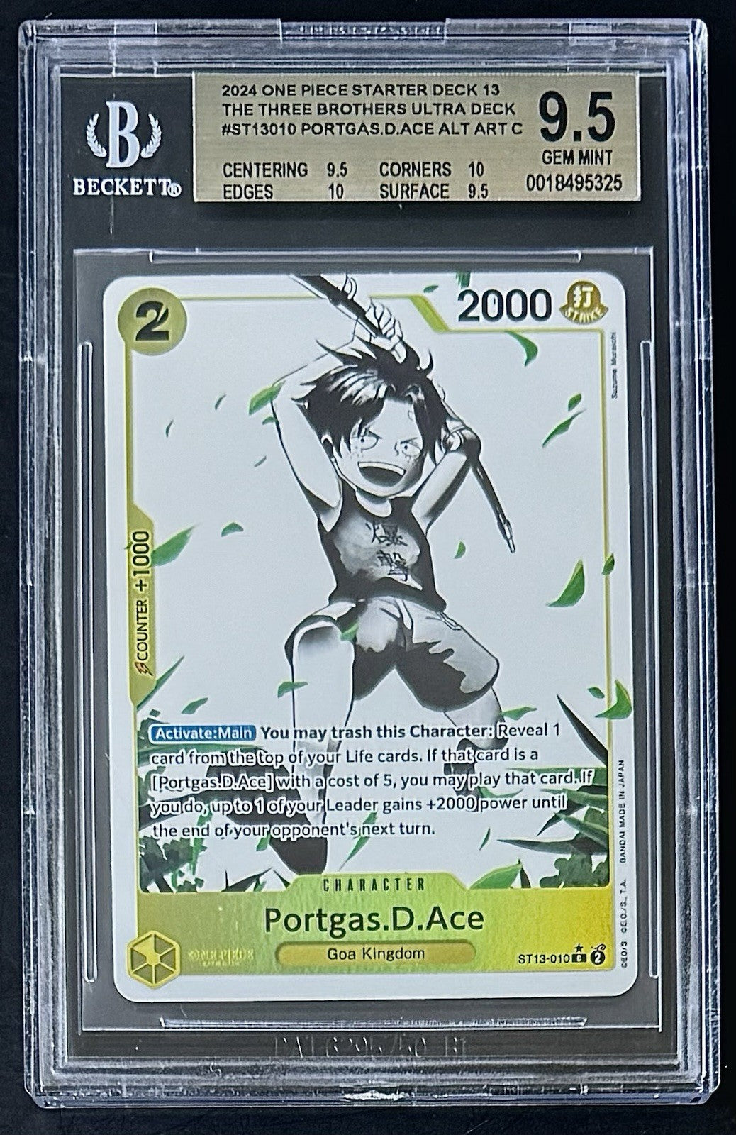 BGS 9.5 One Piece ST13-010 SR* - Portgas.D.Ace - Alt Art - EN - Foil - ST13