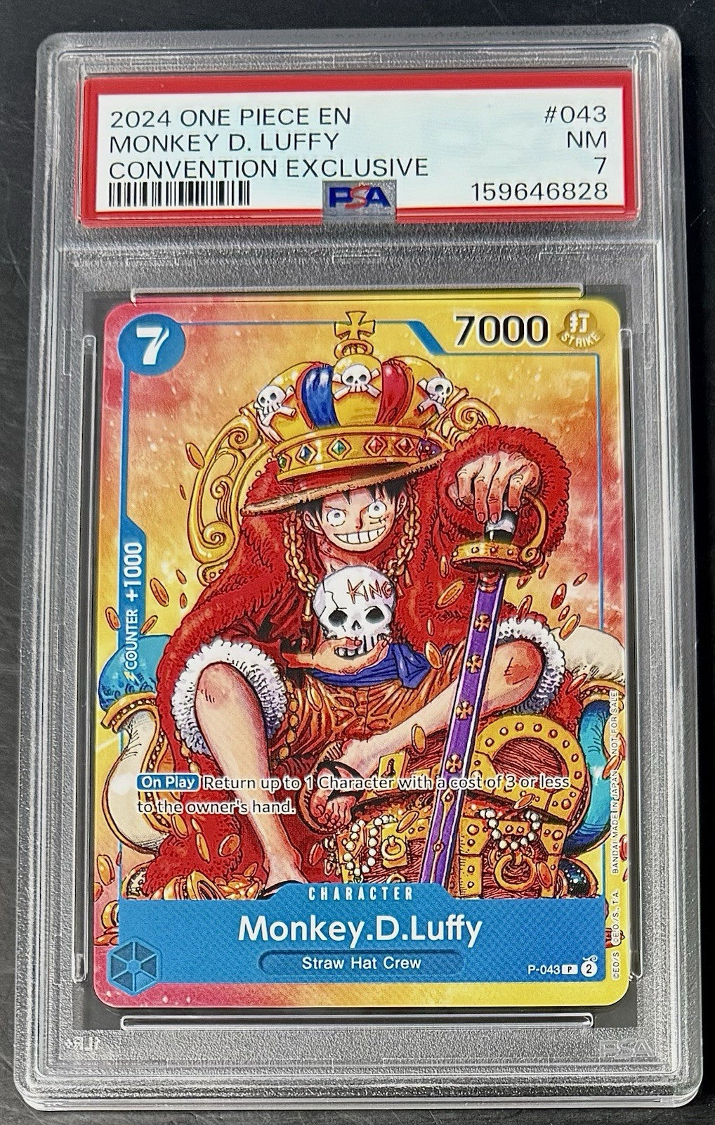 PSA 7 One Piece P-043 P - Monkey.D.Luffy - EN - 2024 Convention Exclusive