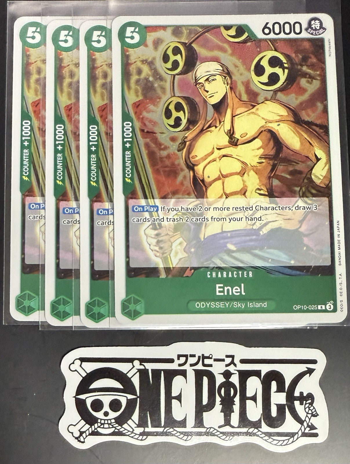 4x One Piece OP10-025 R Enel - English - Foil - Playset - TCG - NM/M