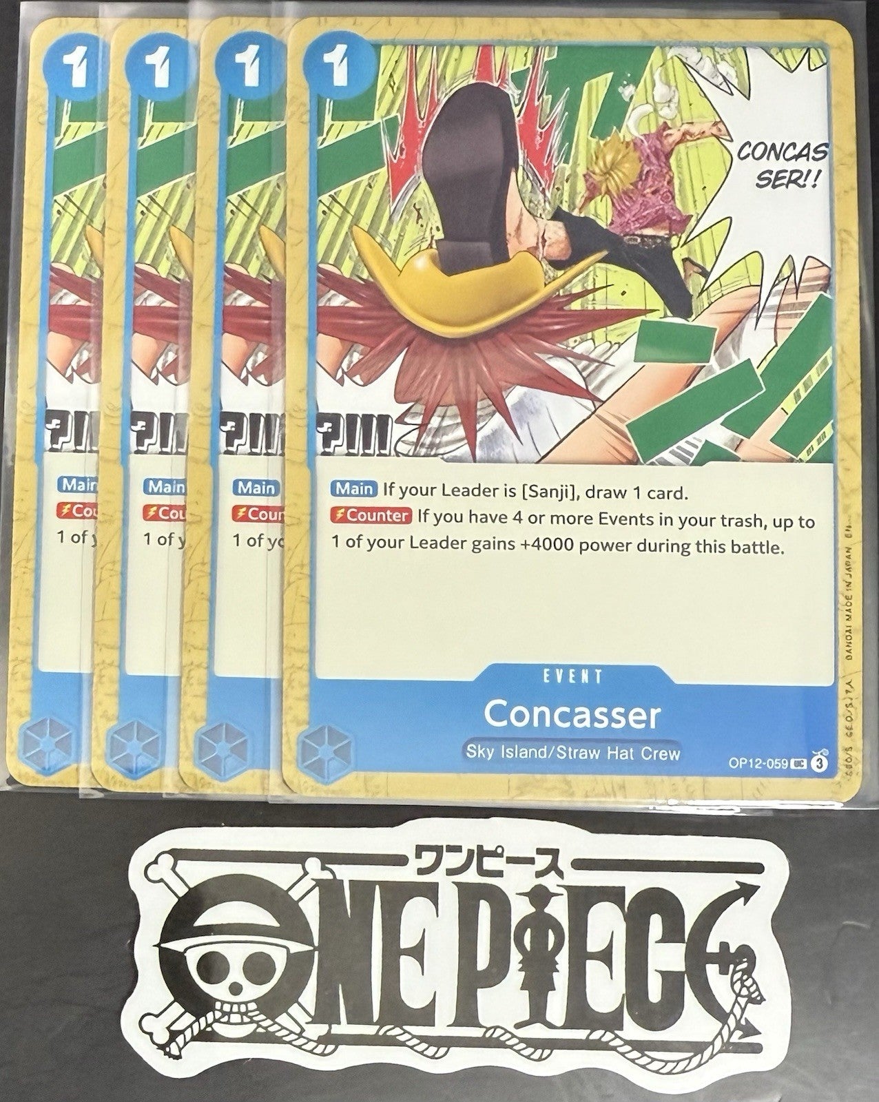 4 x One Piece OP12-059 UC Concasser - ENG - Regular - Playset - NM/M
