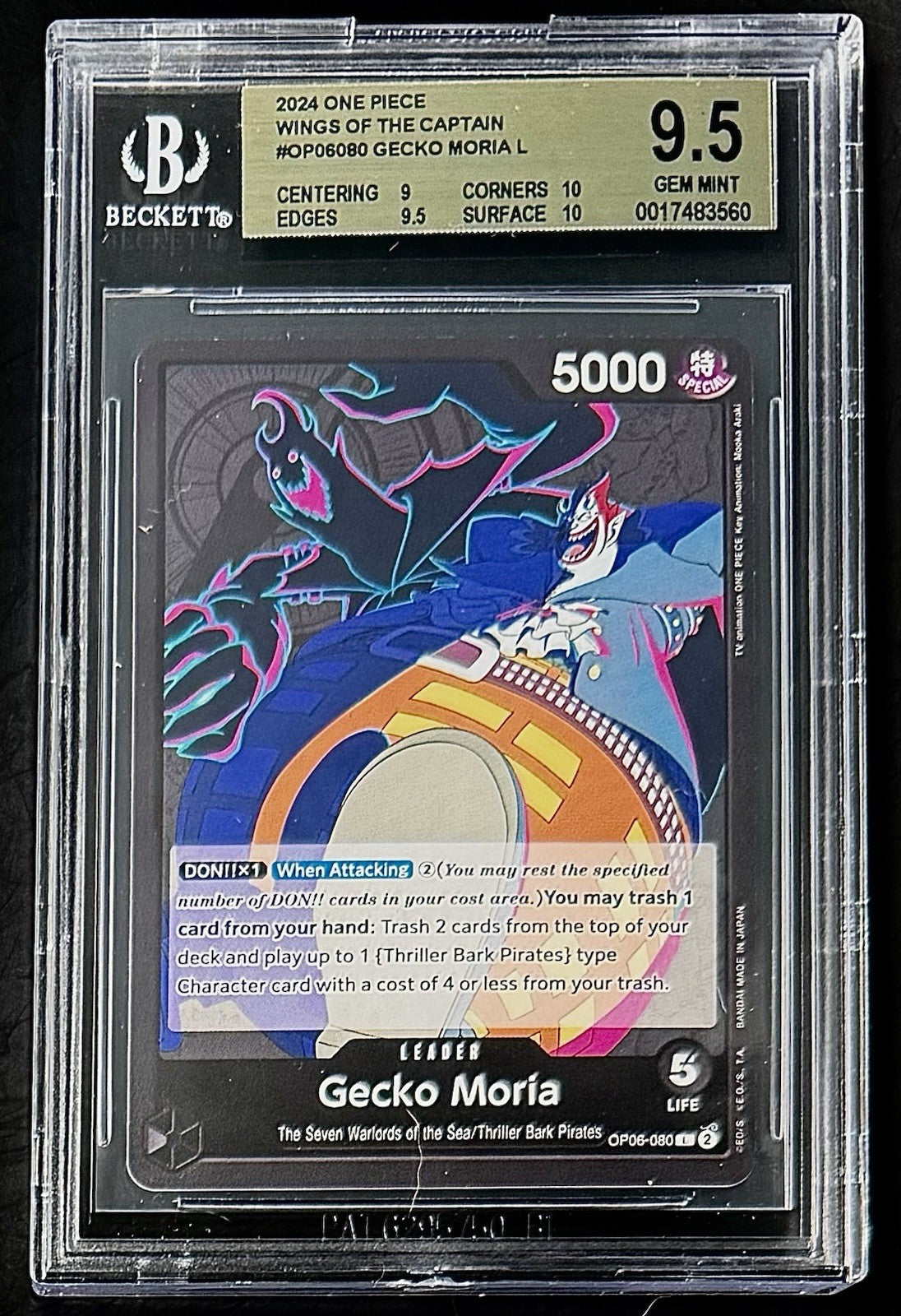 BGS 9.5 One Piece OP06-080 L Gecko Moria - English - Wings of the Captain