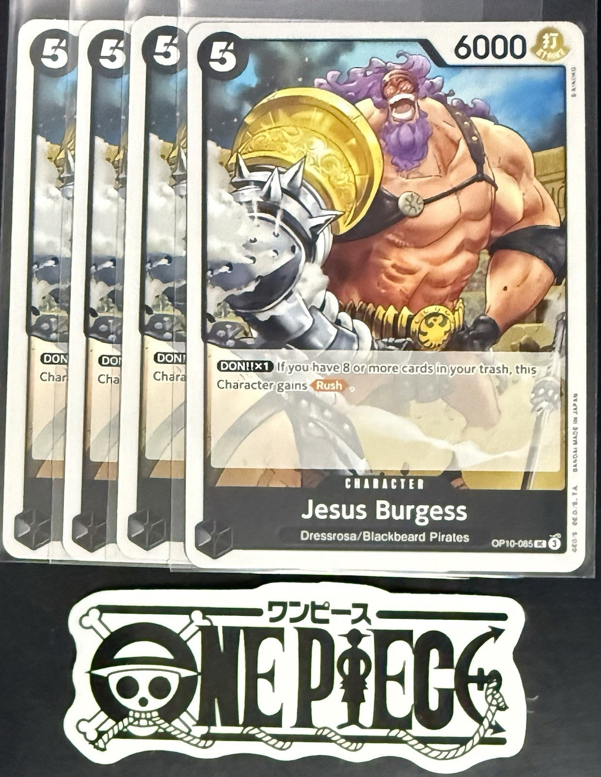 4x One Piece OP10-085 UC Jesus Burgess - ENG - Regular - Playset - TCG - NM/M