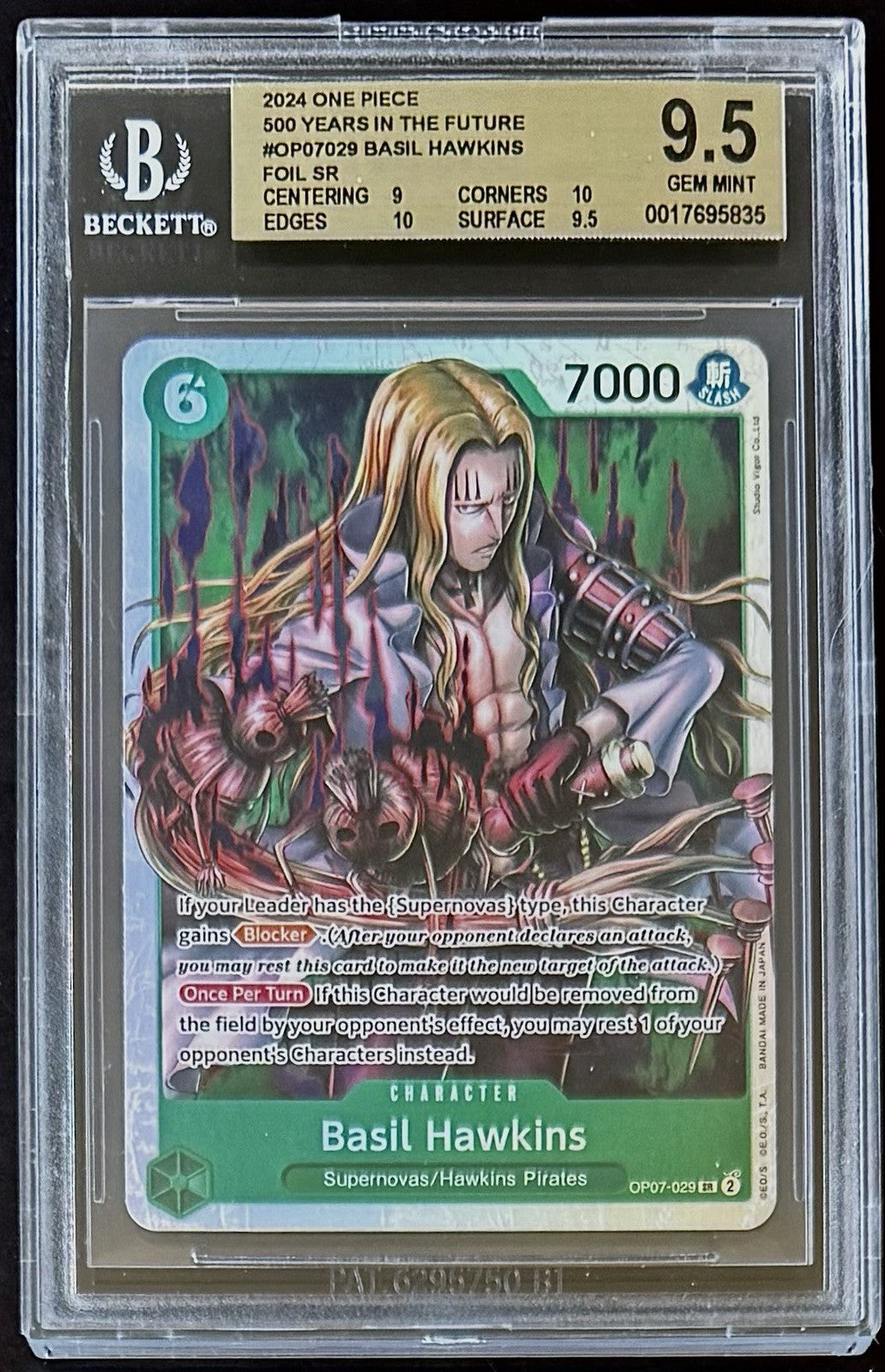 BGS 9.5 One Piece OP07-029 SR Basil Hawkins - English - 500 Years in the Future