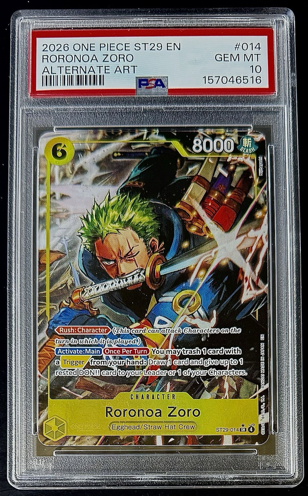 PSA 10 One Piece ST29-014 SR* - Roronoa Zoro - Alt Art - EN - Set ST29 Egghead