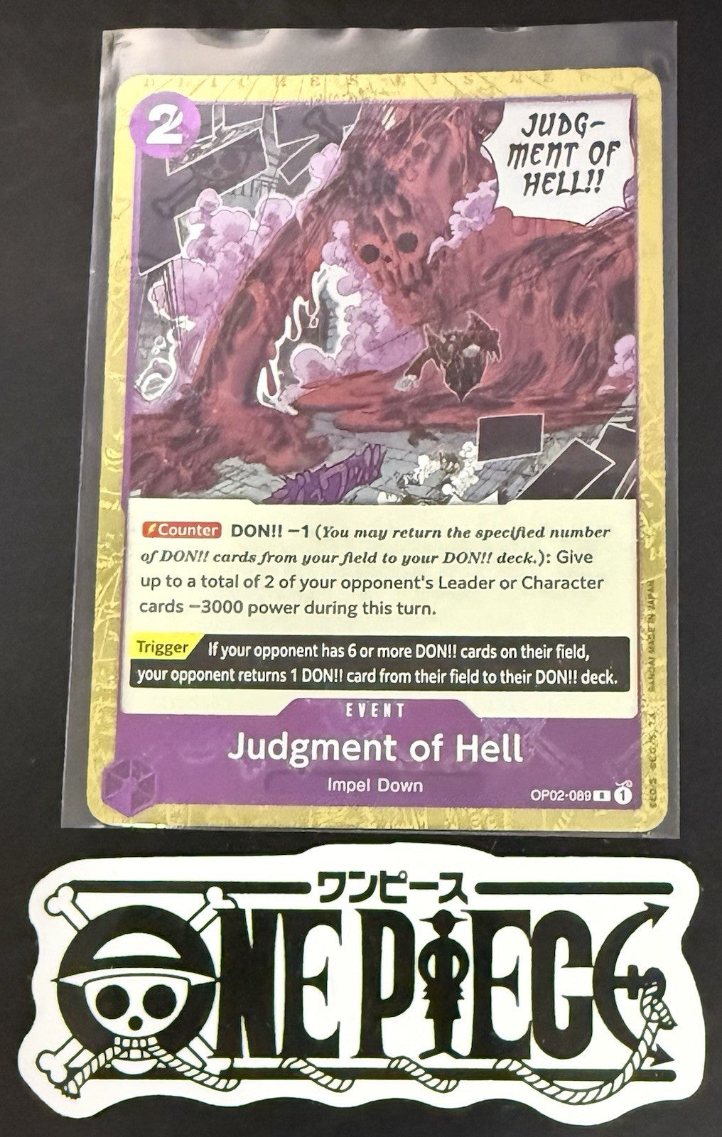 One Piece OP02-089 R - Judgment of Hell - EN - Flag Foil - PRB01 - TCG - NM/M