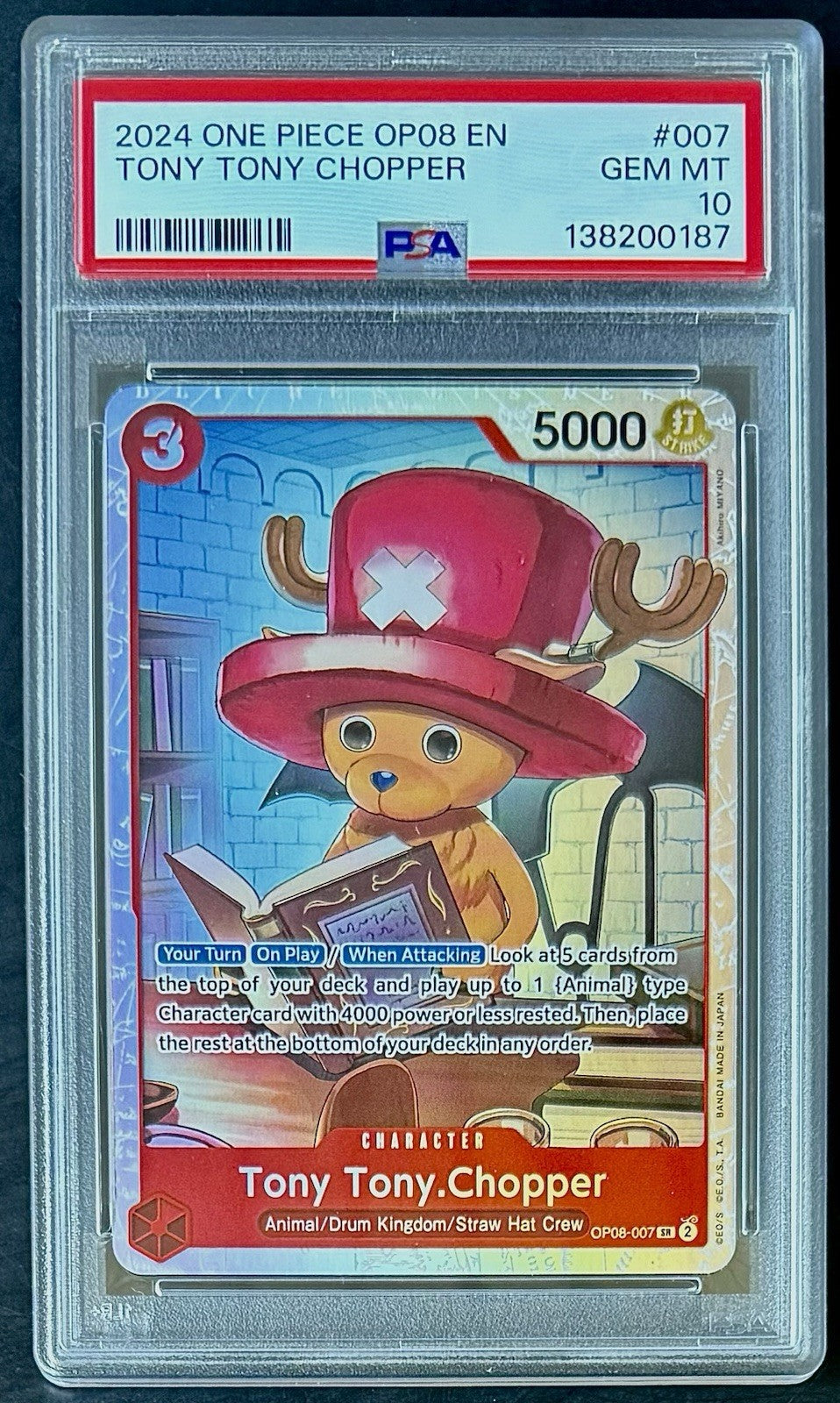 PSA 10 One Piece OP08-007 SR Tony Tony.Chopper - ENG - Two Legends - Graded