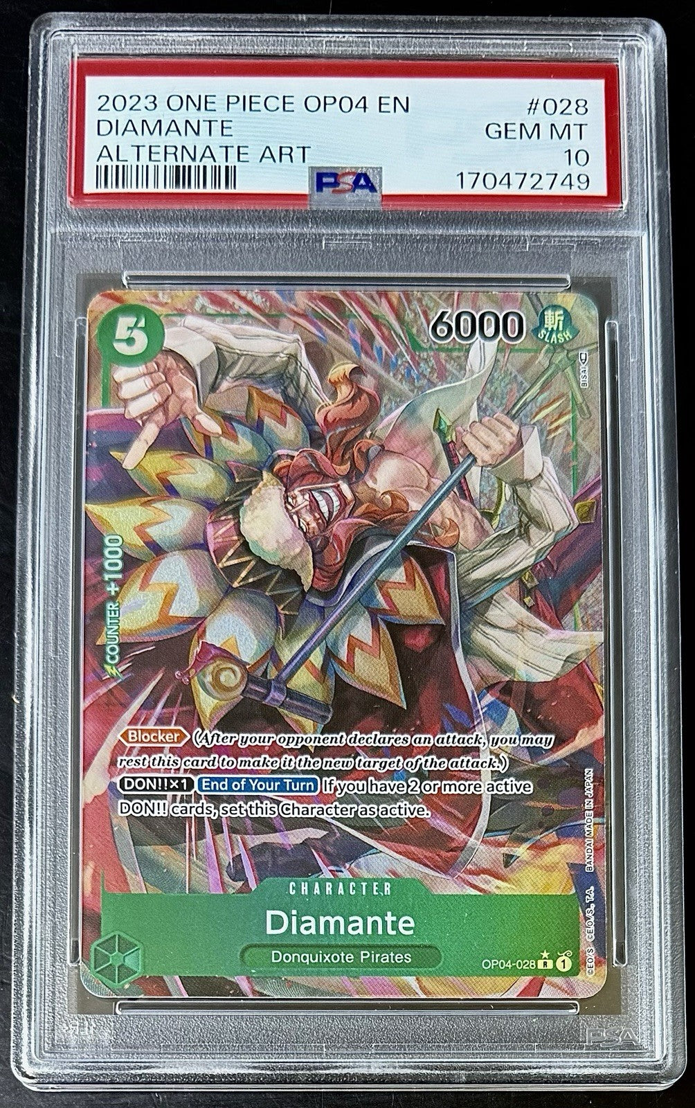 PSA 10 One Piece OP04-028 R* - Diamante - Alt Art - EN - Kingdoms of Intrigue