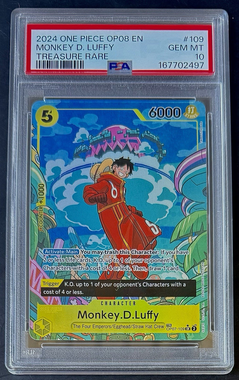 PSA 10 One Piece TR OP07-109 SR* - Monkey.D.Luffy - Treasure Rare-EN-Two Legends
