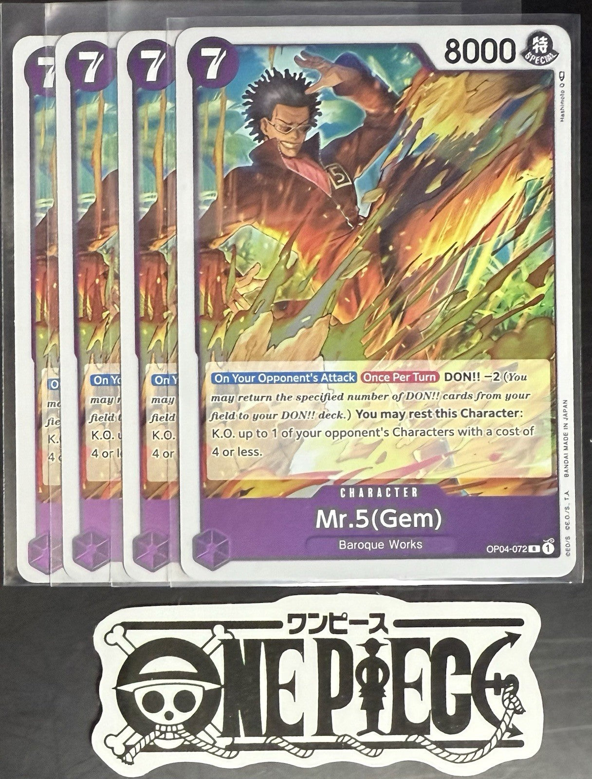 4x One Piece OP04-072 R Mr.5(Gem) - English - Foil - Play Set - TCG - NM/M