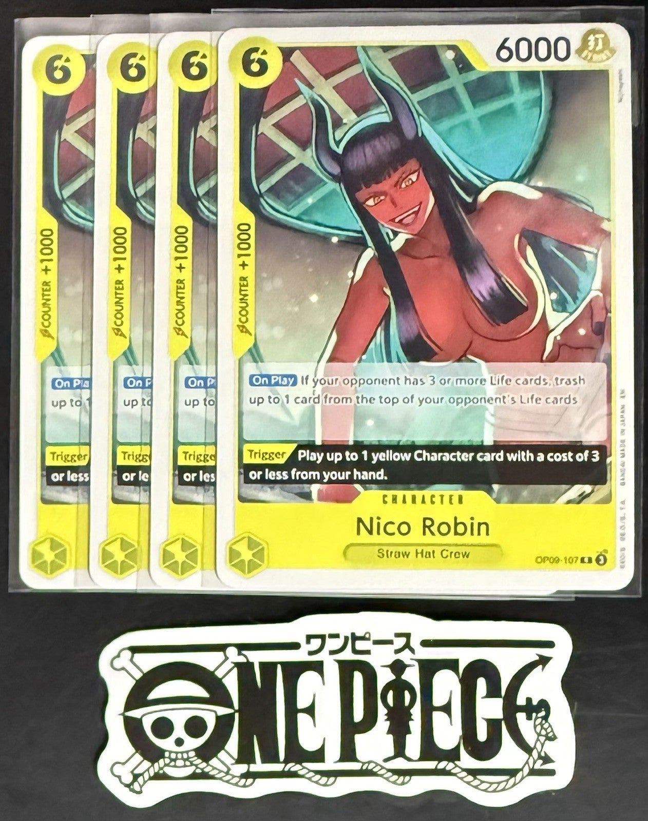 4x One Piece OP09-107 R Nico Robin - English - Regular - Play Set - LD01 - NM/M