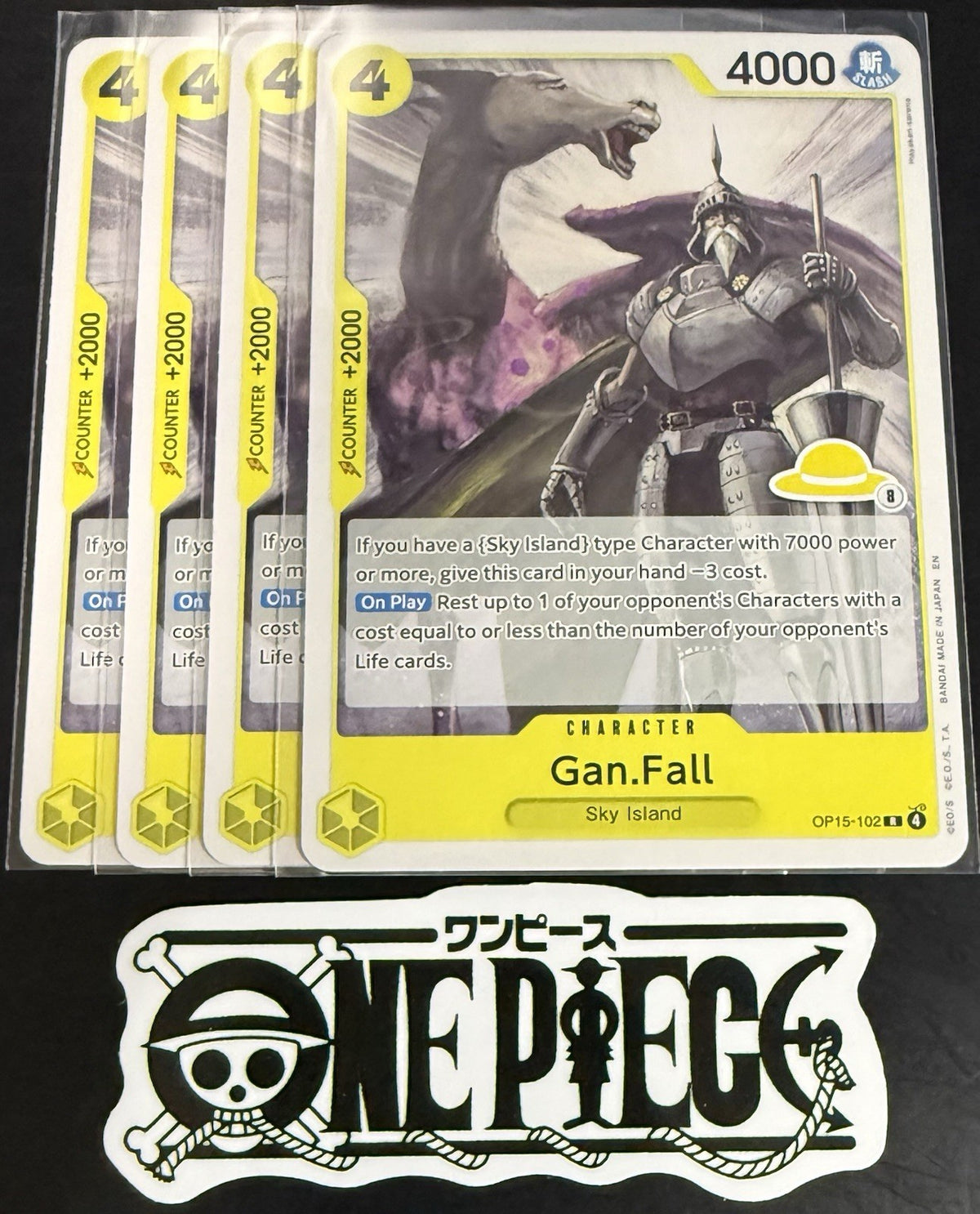 4x One Piece OP15-102 R - Gan.Fall - EN - Regular - Play Set - SD01 - NM/M