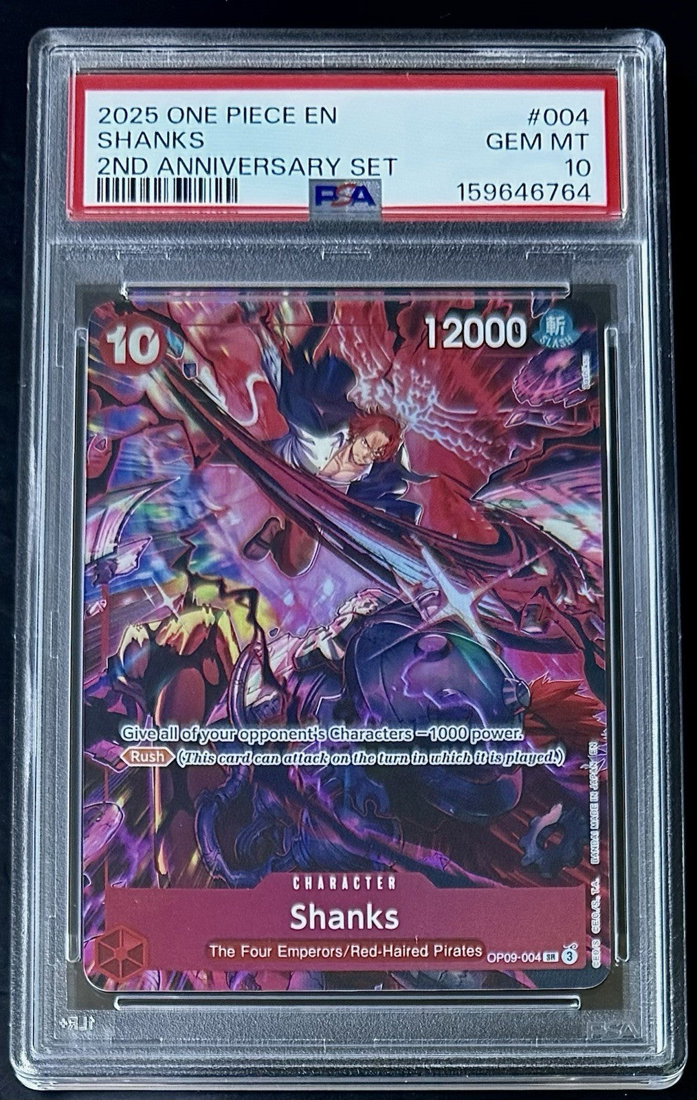 PSA 10 One Piece OP09-004 SR - Shanks - EN - 2nd Anniversary Set