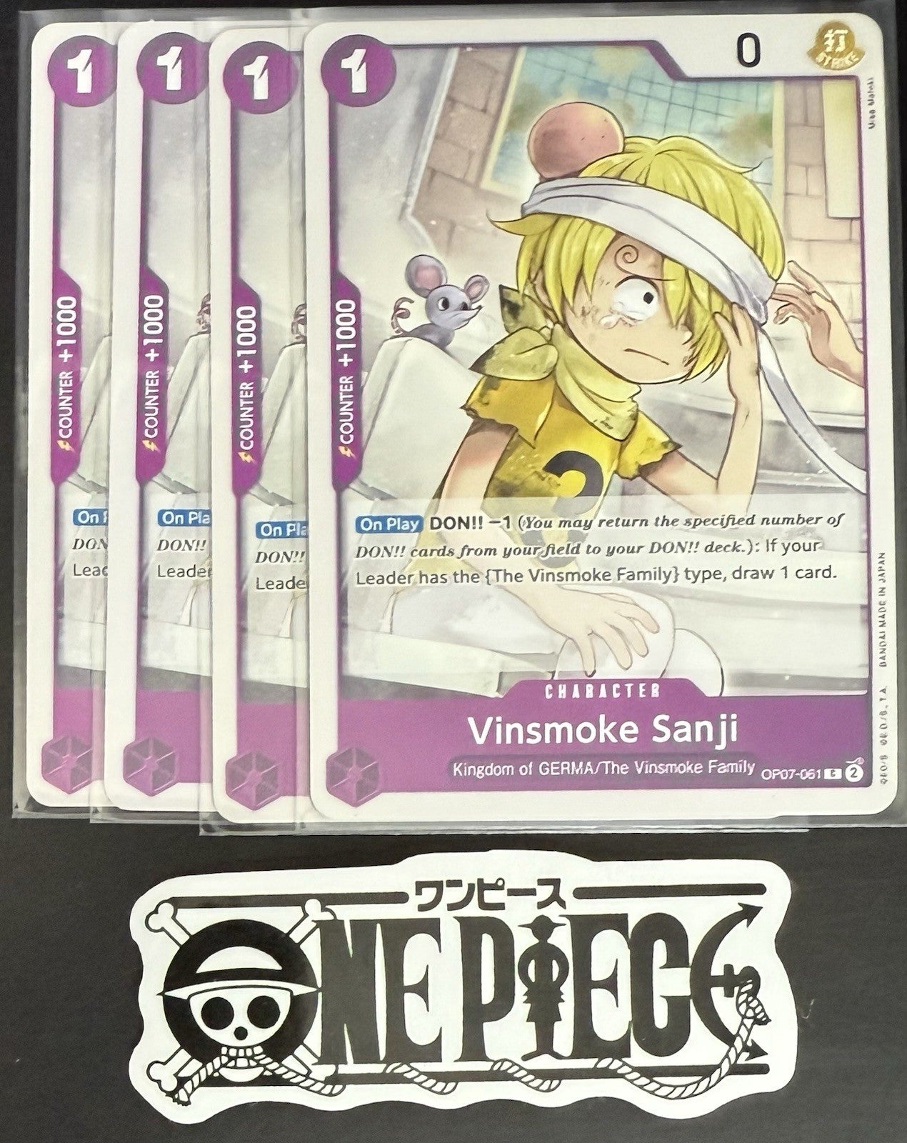 4x One Piece OP07-061 C Vinsmoke Sanji - English - Regular - Play Set - NM/M