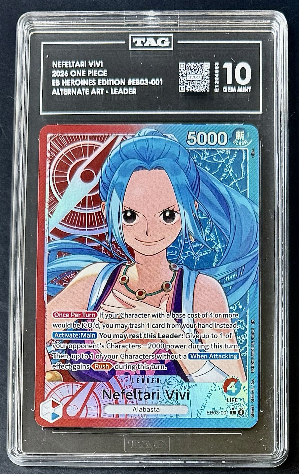 TAG 10 One Piece EB03-001 L* - Nefeltari Vivi - Alt Art - EN - Heroines Edition