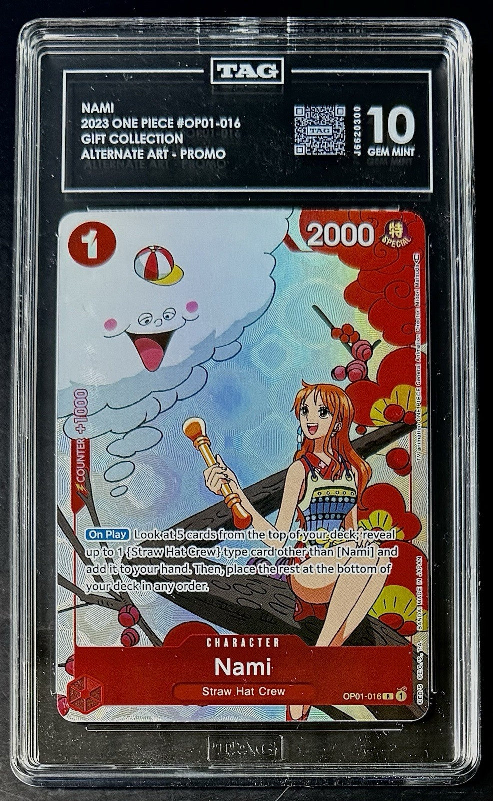 TAG 10 One Piece  OP01-016 R - Nami - Alt Art Promo - EN - Foil -Gift Collection