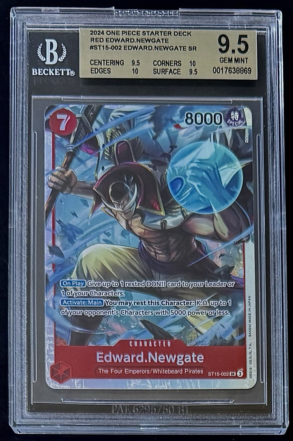 BGS 9.5 One Piece ST15-002 SR - Edward.Newgate - EN - Foil - Red Edward.Newgate