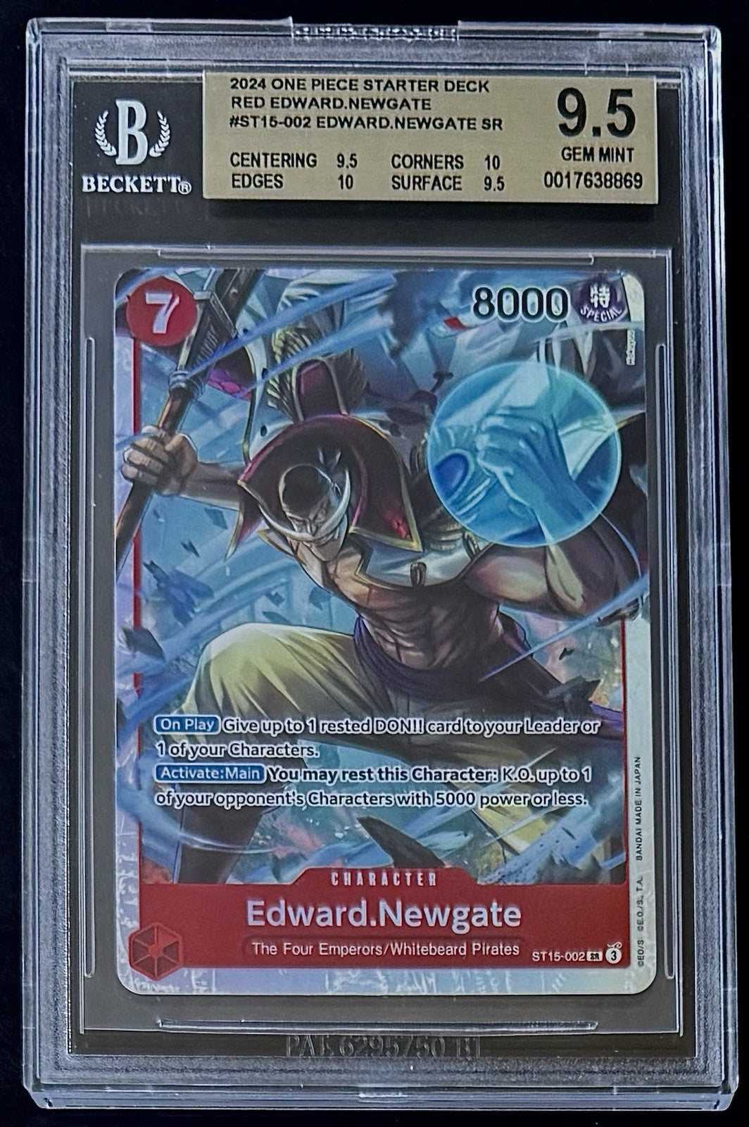 BGS 9.5 One Piece ST15-002 SR - Edward.Newgate - EN - Foil - Red Edward.Newgate