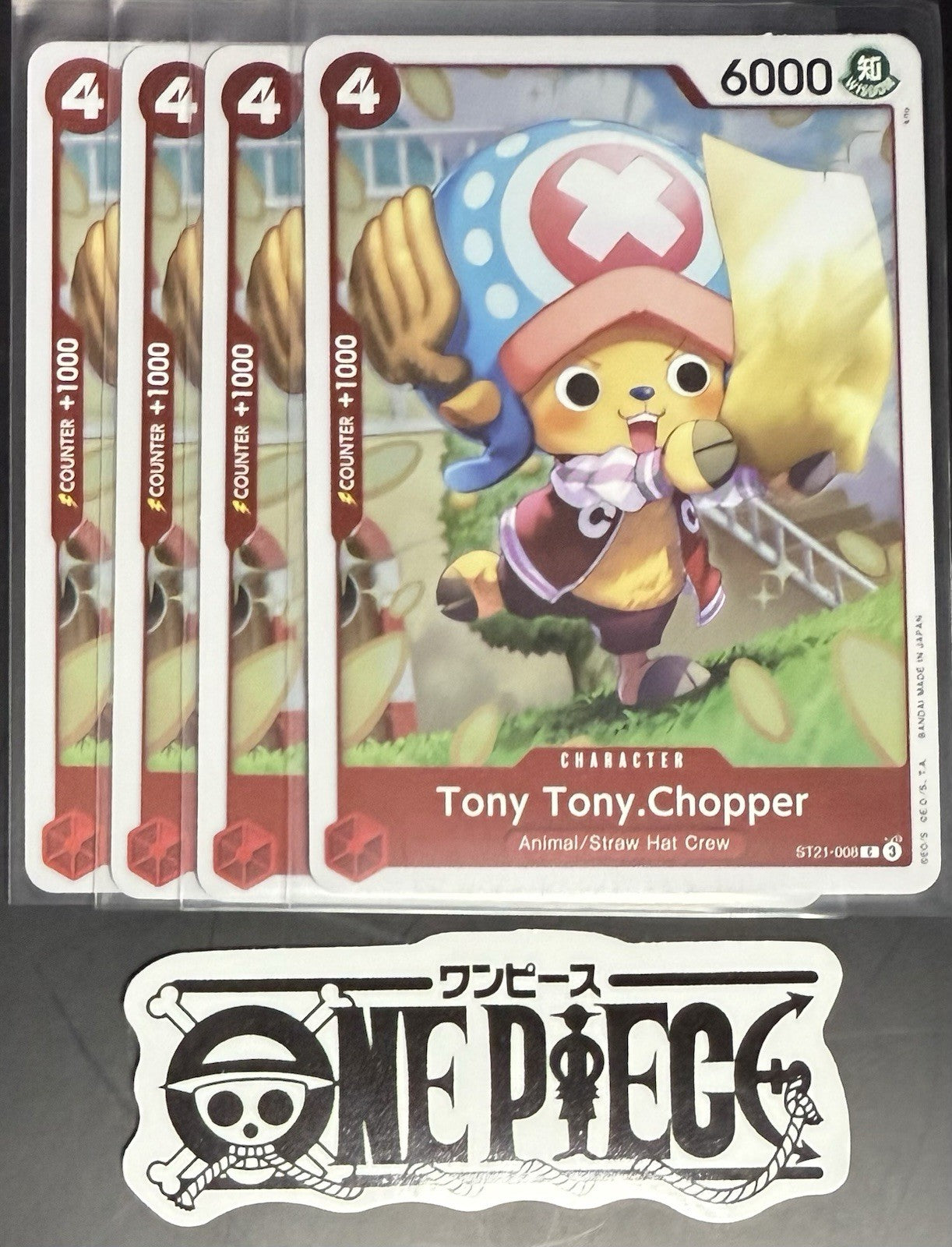 4x One Piece ST21-008 C  - Tony Tony.Chopper - EN - Foil - Playset - TCG - NM/M