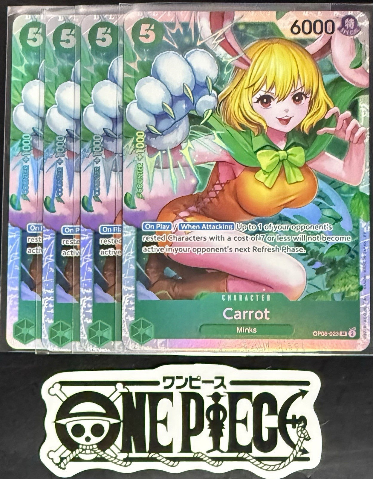 4x One Piece OP08-023 SR - Carrot - EN - Foil - Play Set - TCG - NM/M